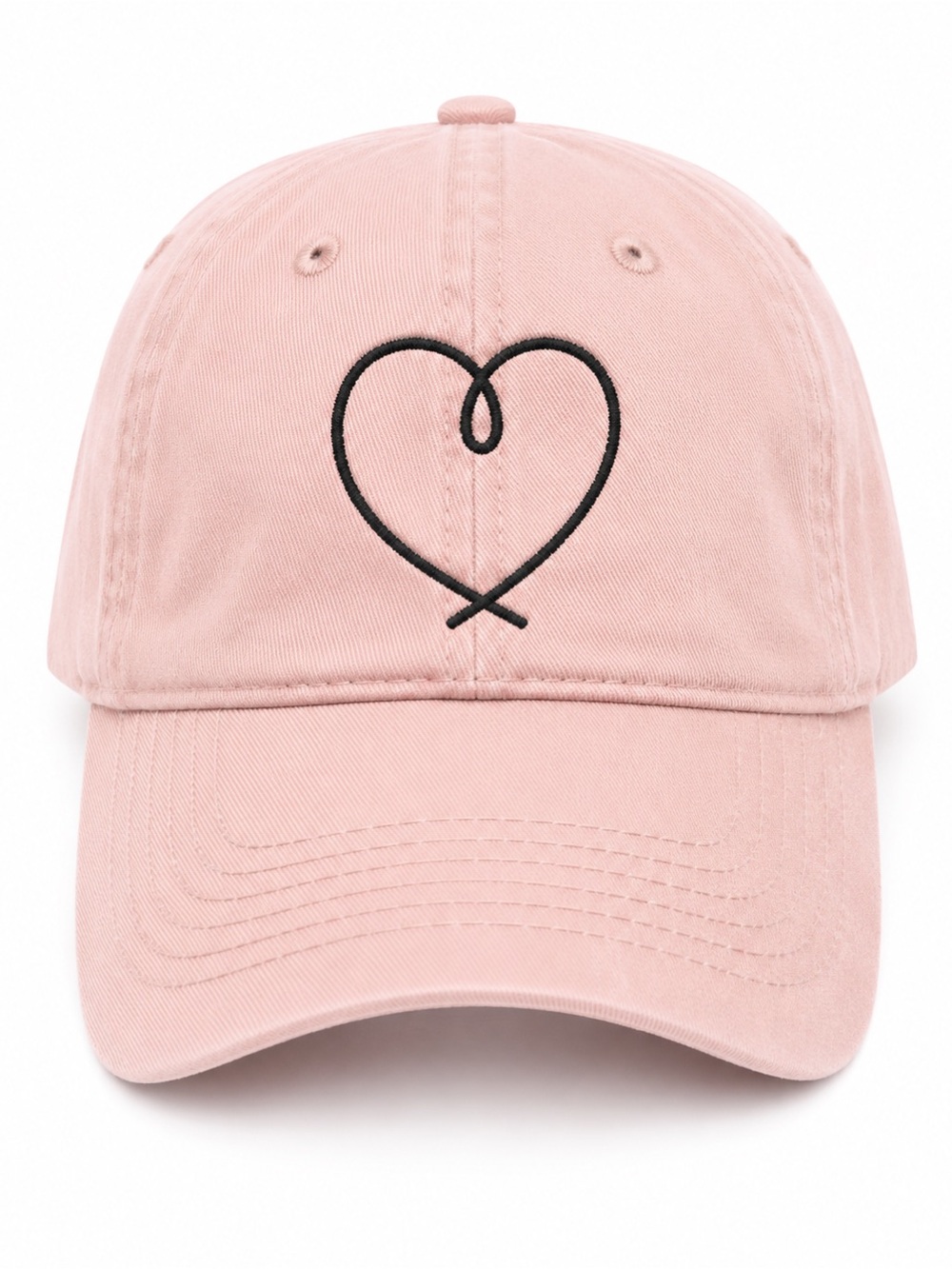 Pink Heart Embroidered Adjustable Baseball Cap Dad Hat